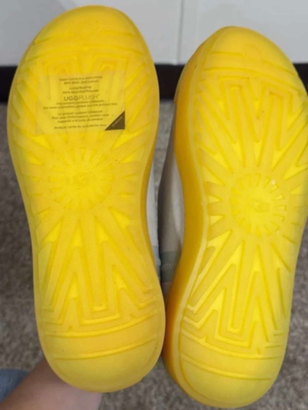 UGG Kids Light Gray and Yellow Zip-Up Waterproof Boots